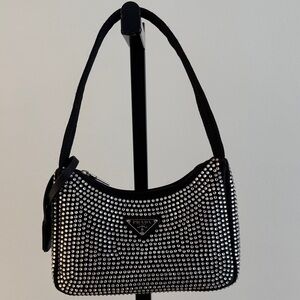 Designer Inspired Metallic & Black Embellished satin shoulder bag